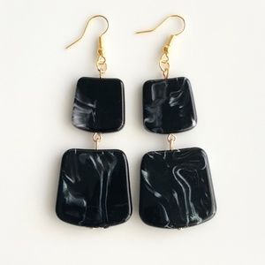 NEW "Temple" Acrylic Square Earrings (black)
